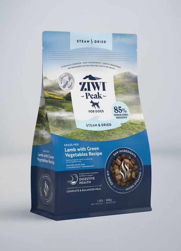 Ziwipeak Steam &amp; Dried Dog Grass Fed Lamb with Green Vegetables