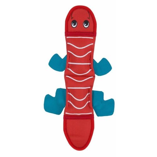Outward Hound Fire Biterz Tough Squeaker Dog Toy - 2 Squeaker Lizard Red
