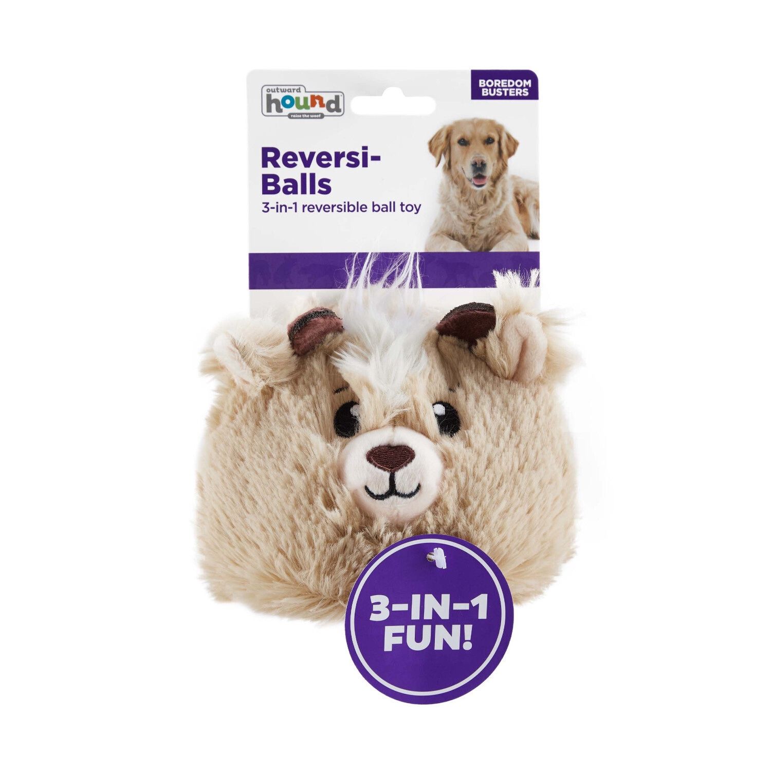 Outward Hound Reversi-Balls 2-in1- Plush &amp; Ball Dog Toy - Antelope