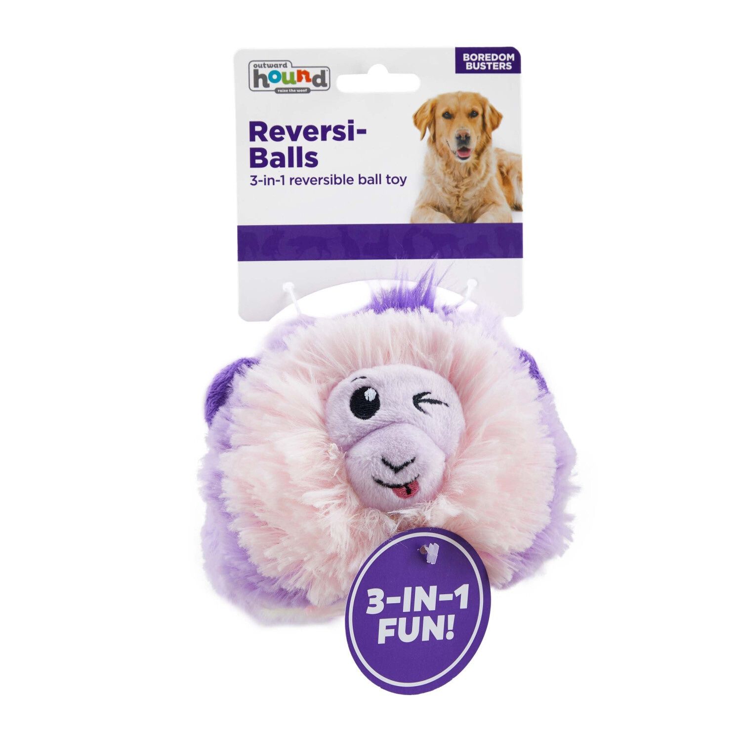 Outward Hound Reversi-Balls 2-in1- Plush &amp; Ball Dog Toy - Monkey