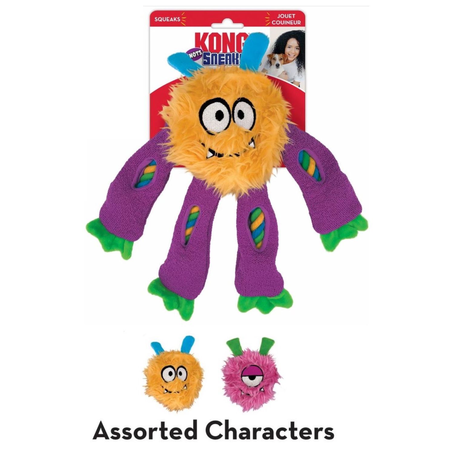 KONG Sneakerz Knots Plush Squeaker Rope Dog Toy