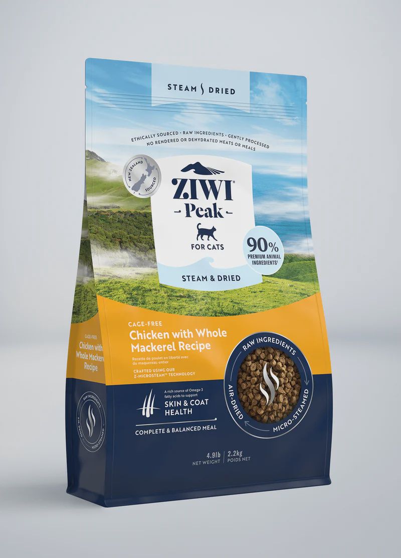ZiwiPeak Steam Dried Cat Food Chicken  with Whole Mackerel