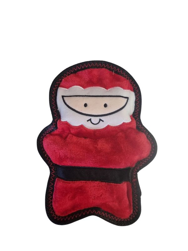 Zippy Paws Tough Z-Stitch Santa Squeaker Dog Toy with No Stuffing -
