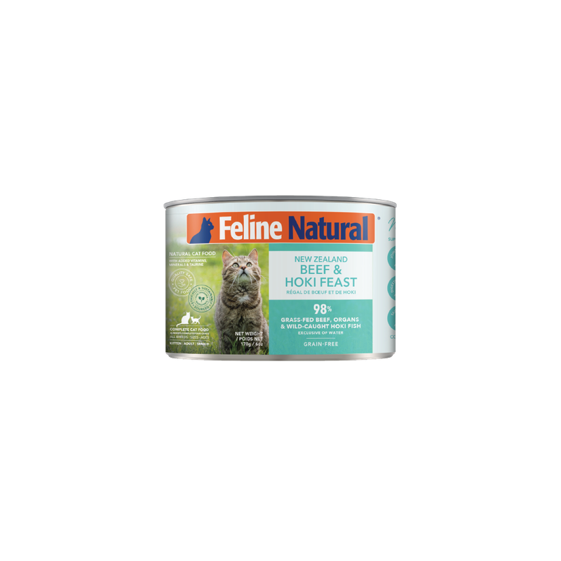 Feline Natural Beef &amp; Hoki Feast 170g can