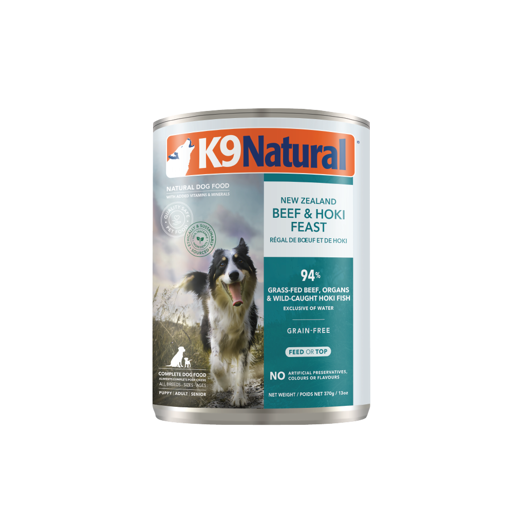 K9 Natural Beef &amp; Hoki Feast Can - Dog, Size: 370gm