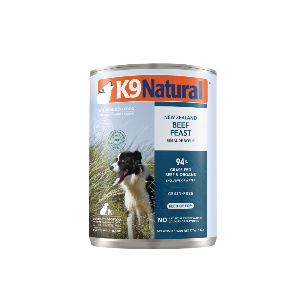 K9 Natural Beef Feast Cans - Dog, Size: 370gm