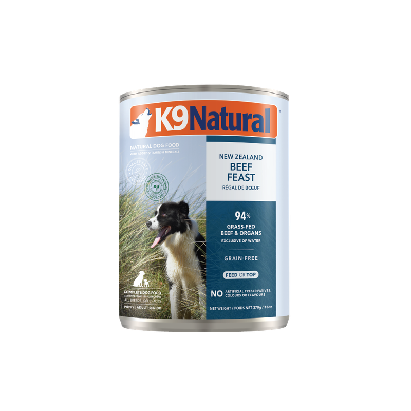 K9 Natural Beef Feast Cans - Dog, Size: 370gm