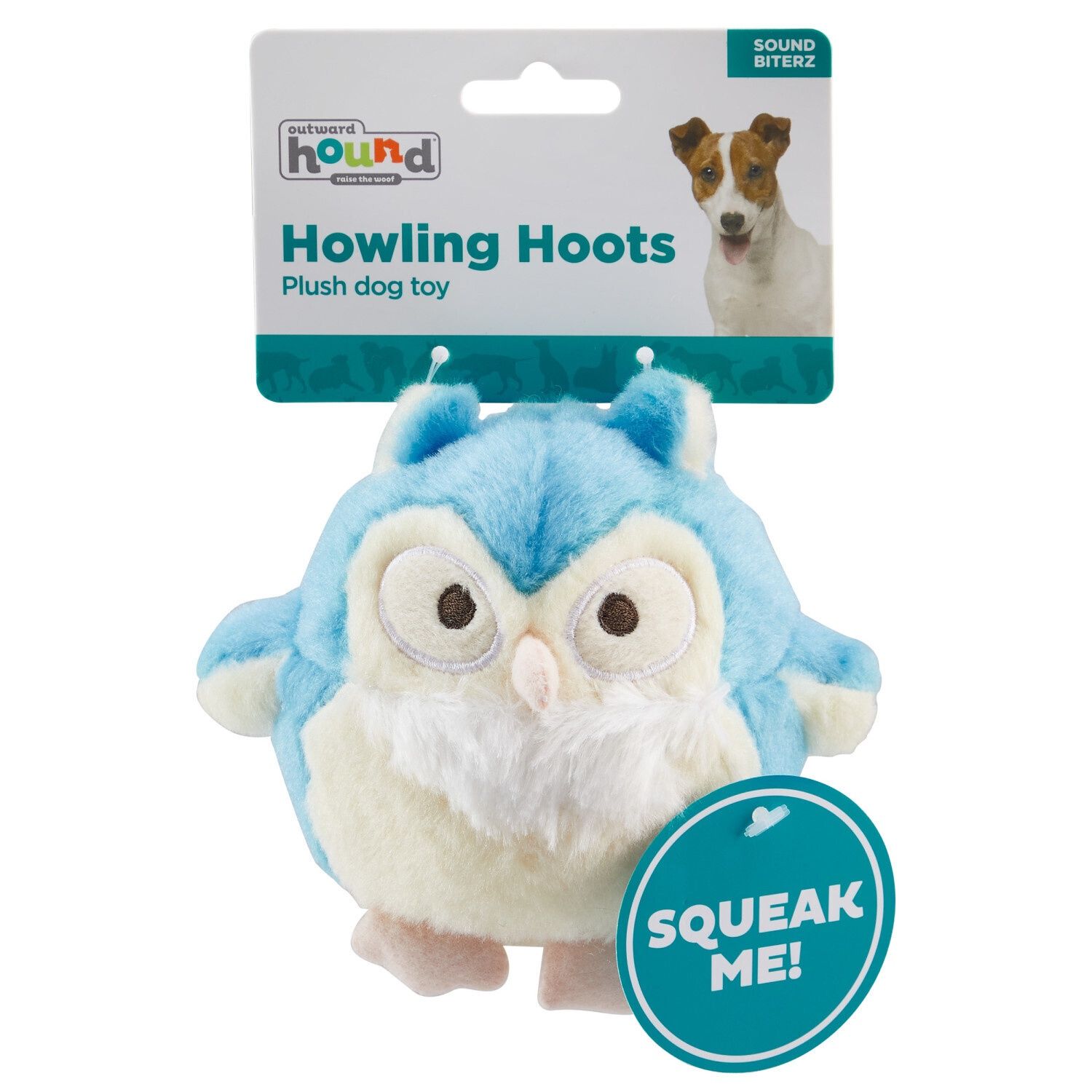 Outward Hound Durable Plush Dog Toy - Howling Hoots, Colour: Blue
