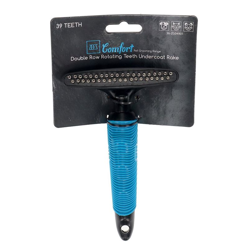 Comfort Double Row Rotating Teeth Undercoat Rake