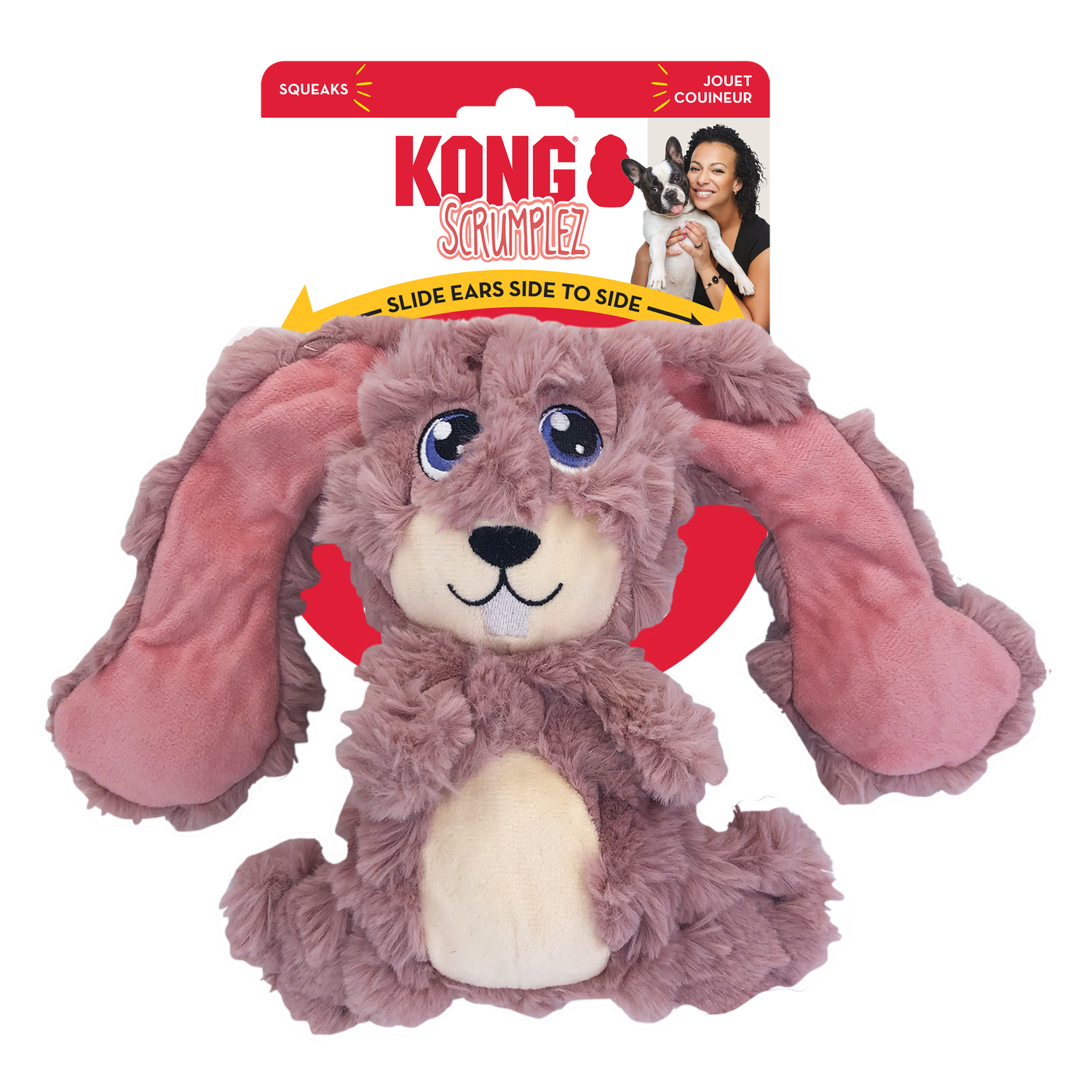 Kong Scrumplez Tug Squeaker Dog Toy, Animal: Bunny