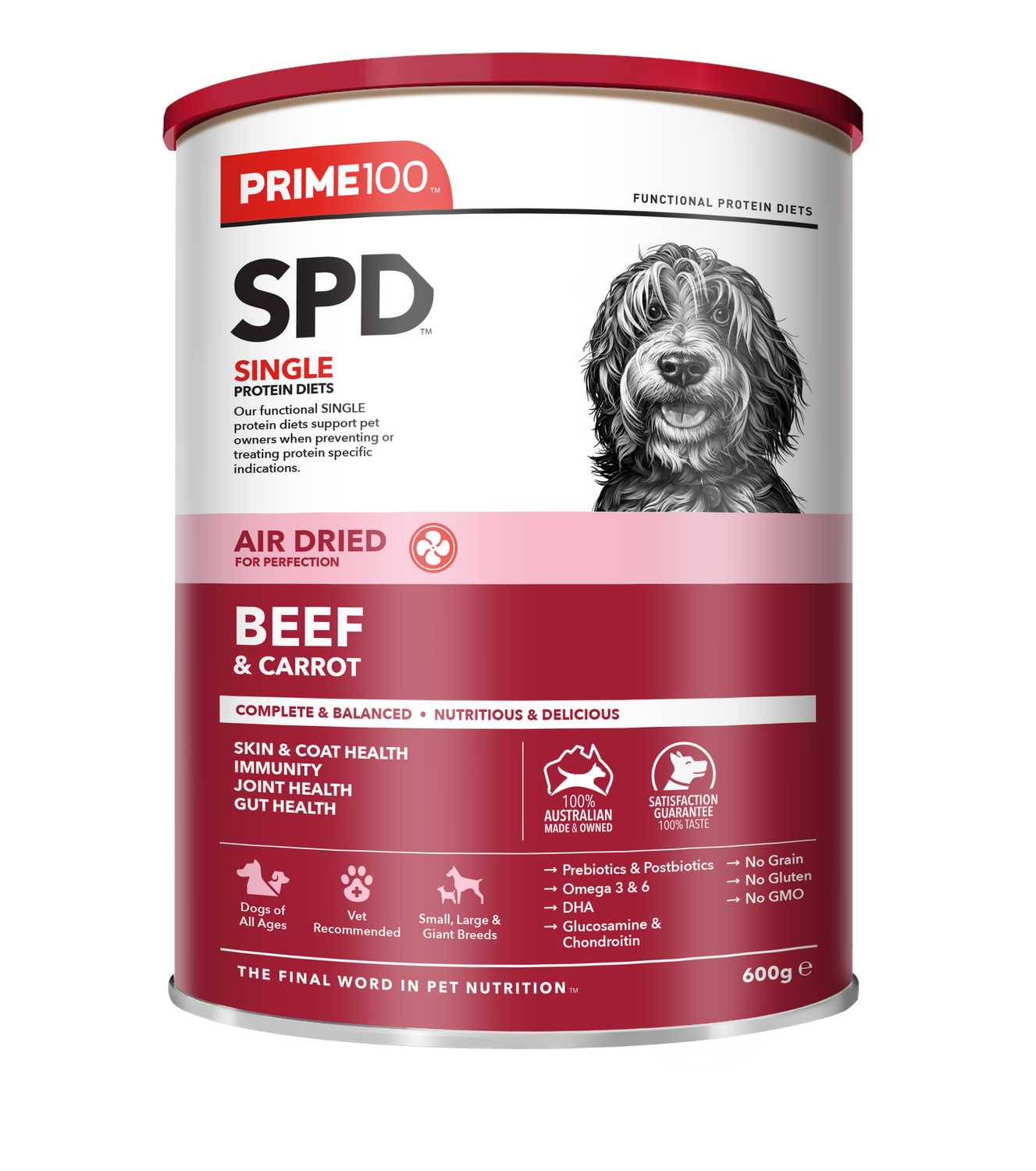 Prime100 – SPD Air Dried Beef &amp; Carrot, Size: 600gm