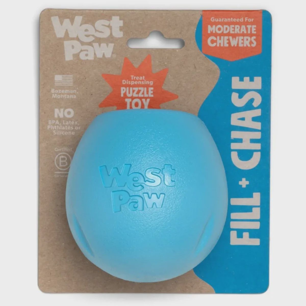 West Paw Rumbl Puzzle Toy, Colour: Aqua, Size: Small
