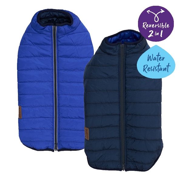 Reversible Puffer Jacket, Colour: Blue/Navy, Size: 46cm