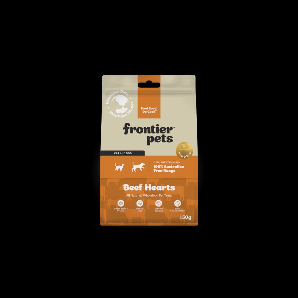 Frontier Pets Free-Range Beef Hearts Treats - 50g
