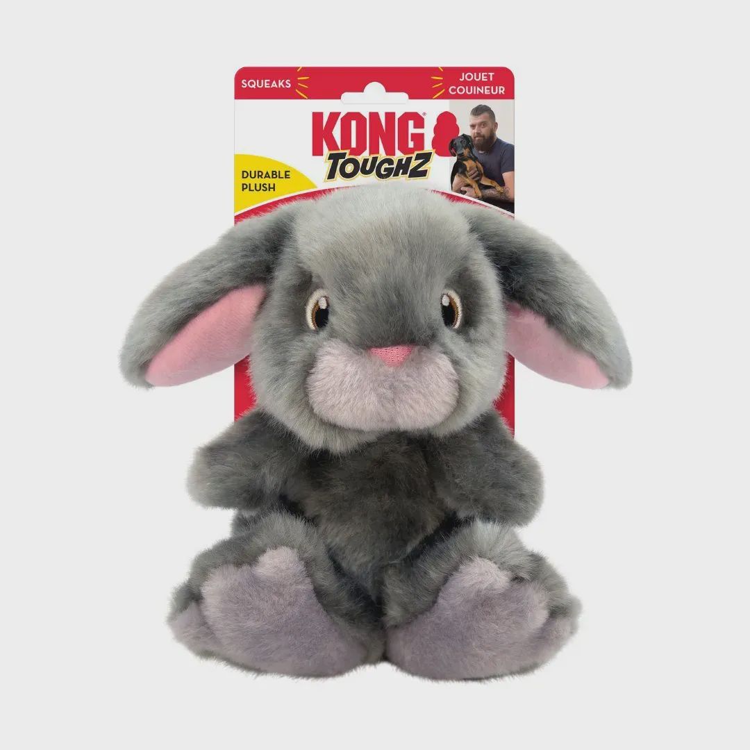 KONG Toughz Squeaky Plush Toy, Animal: Bunny