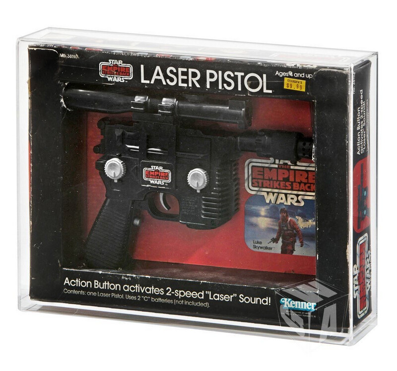 Han Solo Pistol / Blaster Vintage Star Wars Acrylic Display Case - ESB &amp; ROTJ