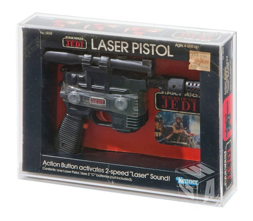 Han Solo Pistol / Blaster Vintage Star Wars Acrylic Display Case - ESB &amp; ROTJ