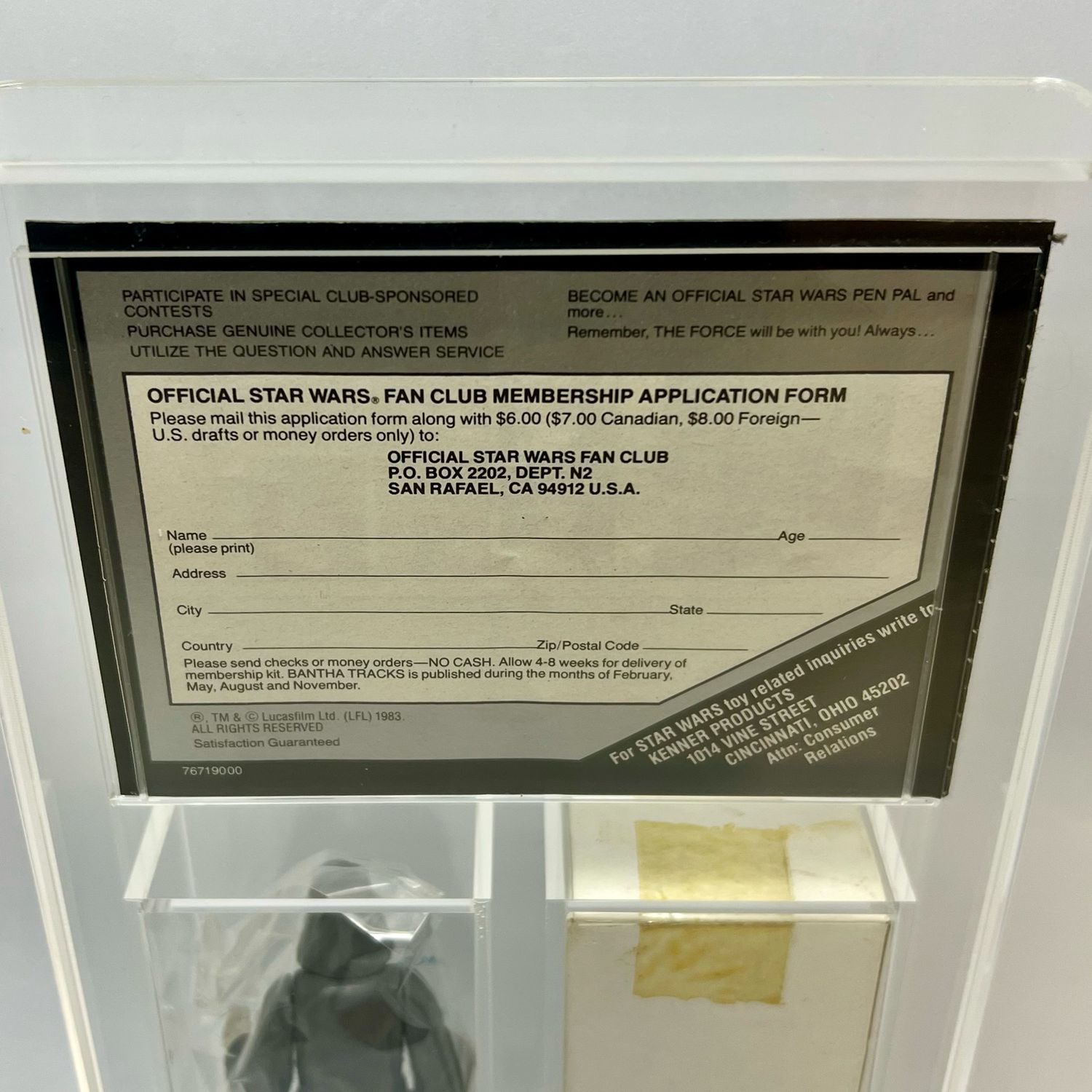 Vintage Star Wars The Emperor Mail Away Baggie, Box &amp; Catalog With New AMC-007 Acrylic Display Case