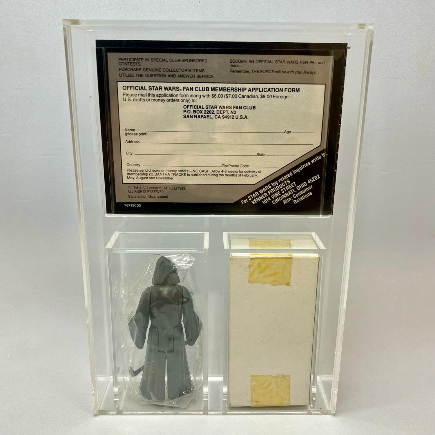 Vintage Star Wars The Emperor Mail Away Baggie, Box &amp; Catalog With New AMC-007 Acrylic Display Case