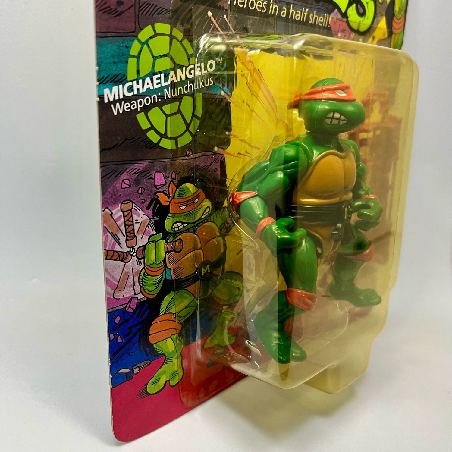 Michaelangelo Vintage Teenage Mutant Ninja Turtles TMNT + Acrylic Display Case