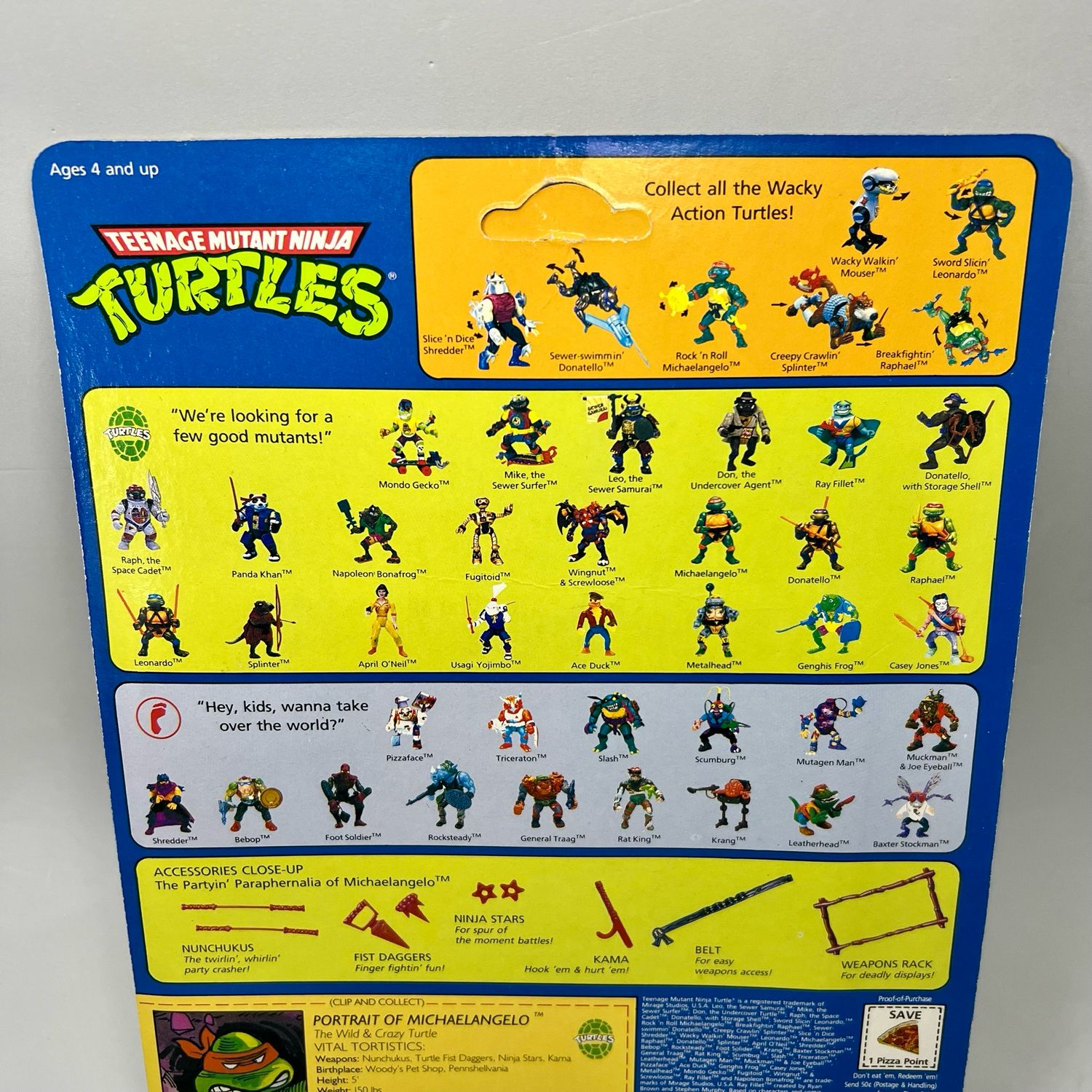 Michaelangelo Vintage Teenage Mutant Ninja Turtles TMNT + Acrylic Display Case