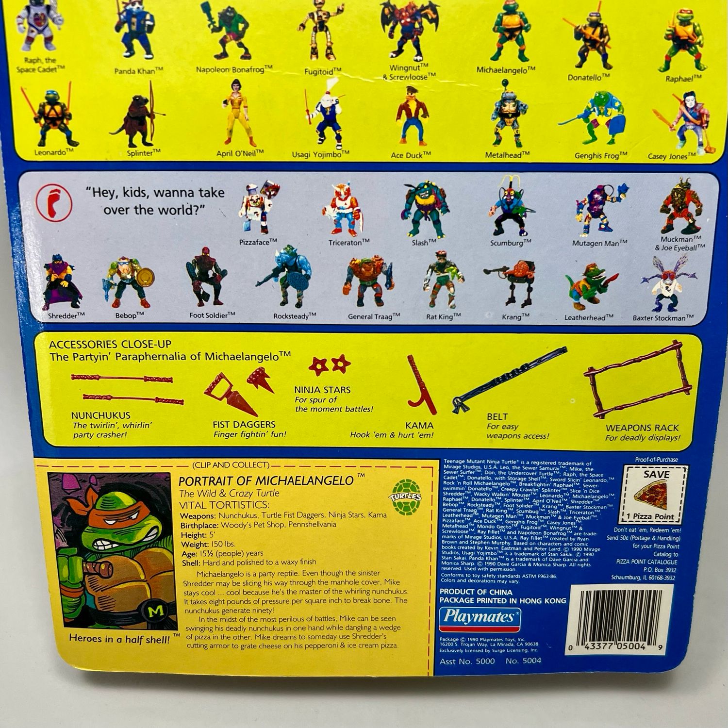 Michaelangelo Vintage Teenage Mutant Ninja Turtles TMNT + Acrylic Display Case