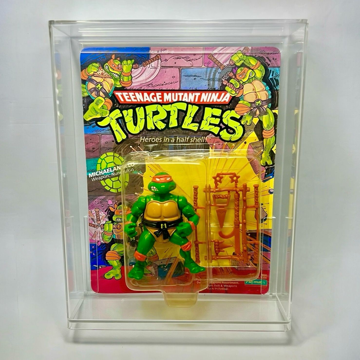 Michaelangelo Vintage Teenage Mutant Ninja Turtles TMNT + Acrylic Display Case
