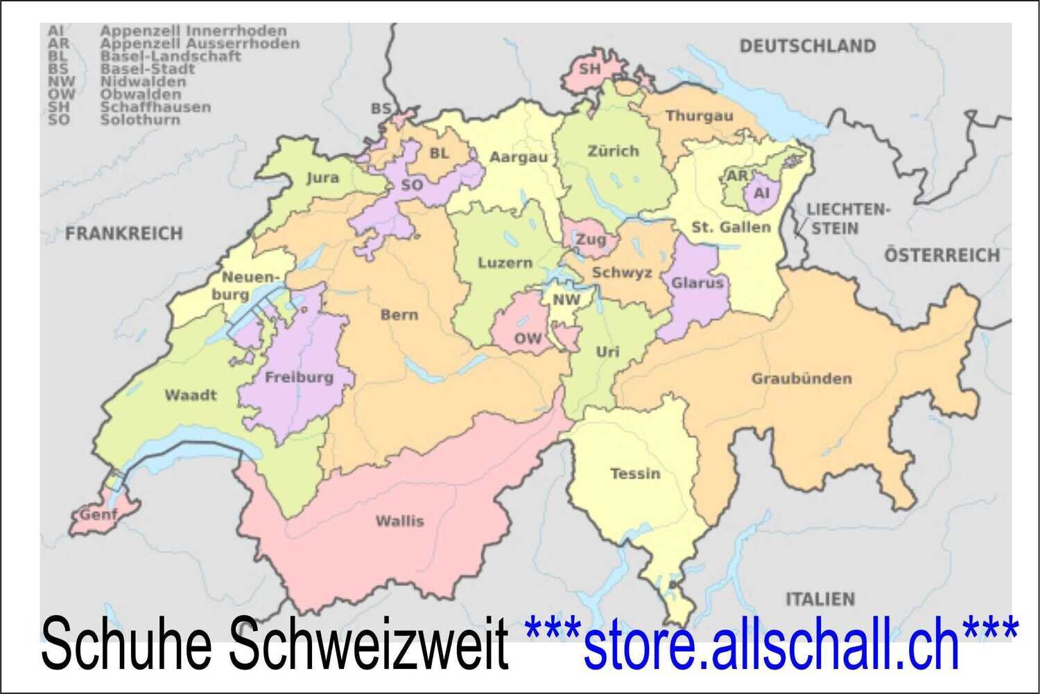 Wir liefern in die Kantone der Schweiz Sicherheits- und Bergschuhe.