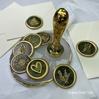 Envelope Seals - Self-Adhesive - Translucent Green Gold 126 - 10 Pk