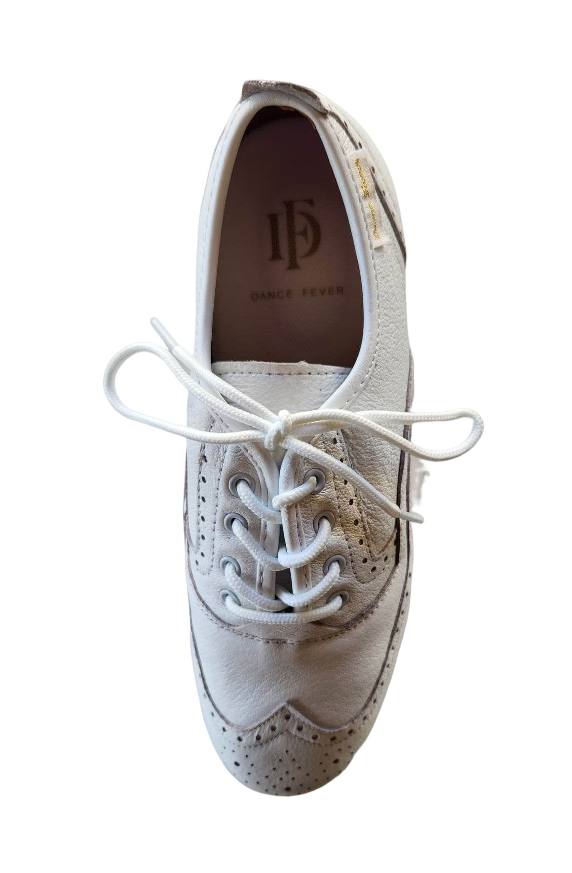 7821W - Dance Fever, Ladies Wing-Tip Lace-Up - All White, Spin Spot Sole