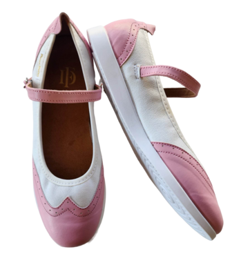 7820PW - Dance Fever Ladies Mary Jane Wing-Tip - Pink-White, Spin-Spot Sole