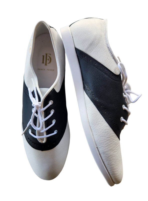 7819-1 Ladies Saddle Lace-Up - Black/White