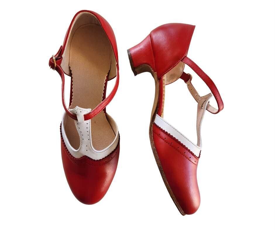 M-0301 - Red / White, Leather Sole