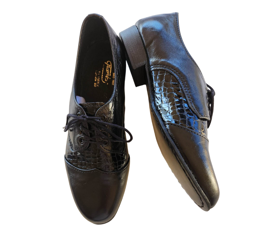 REINO - (Trambas) Black / Black Patent or Matte Snake, Leather Sole. Colour and Sole options available.