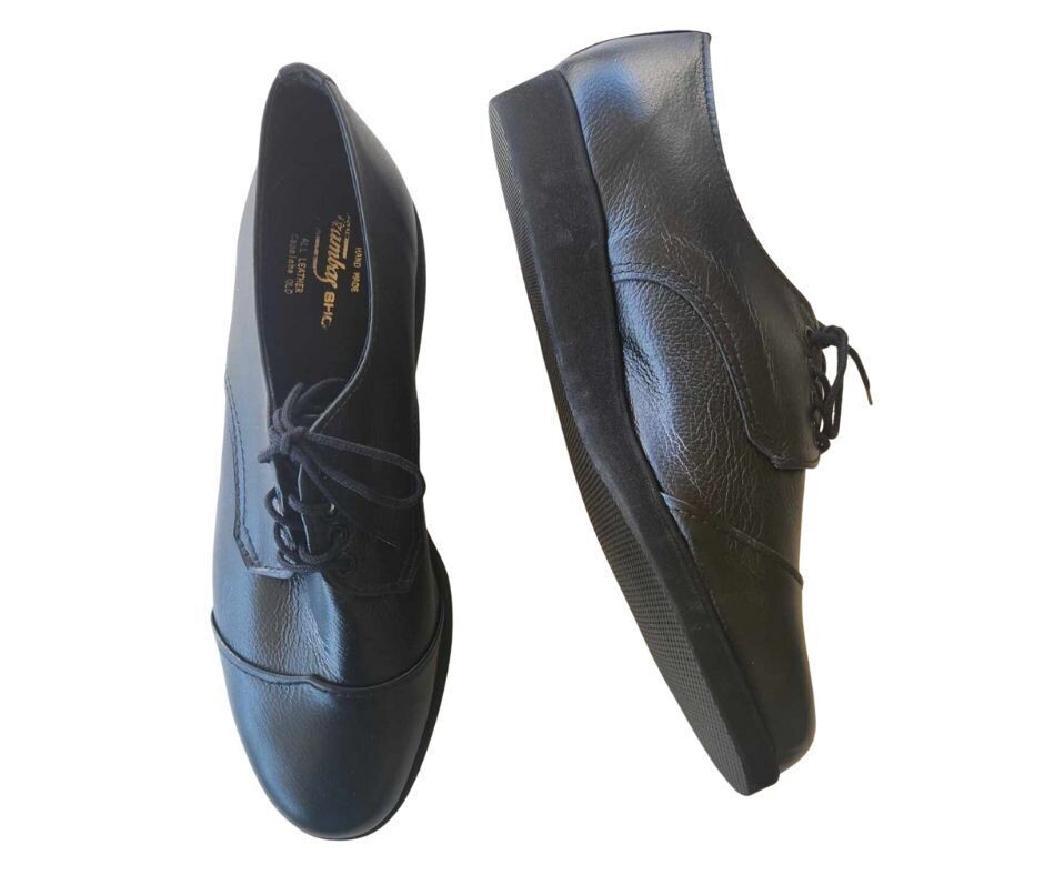 REINO - (Trambas) Black Leather, EVA Wedge Sole. Colour and Sole options available.