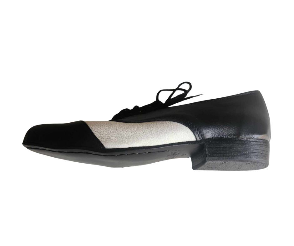REINO - (Trambas) Black / White Leather, Leather Sole. Colour and Sole options available.