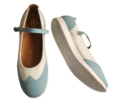 7820BLU - Dance Fever Ladies Mary-Jane Wing-Tip - Blue/White, Spin-Spot Sole