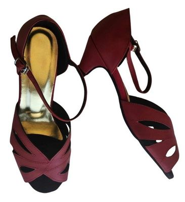JF-177701R- Red, full-leather, Suede Sole, 5cm tapered heel.