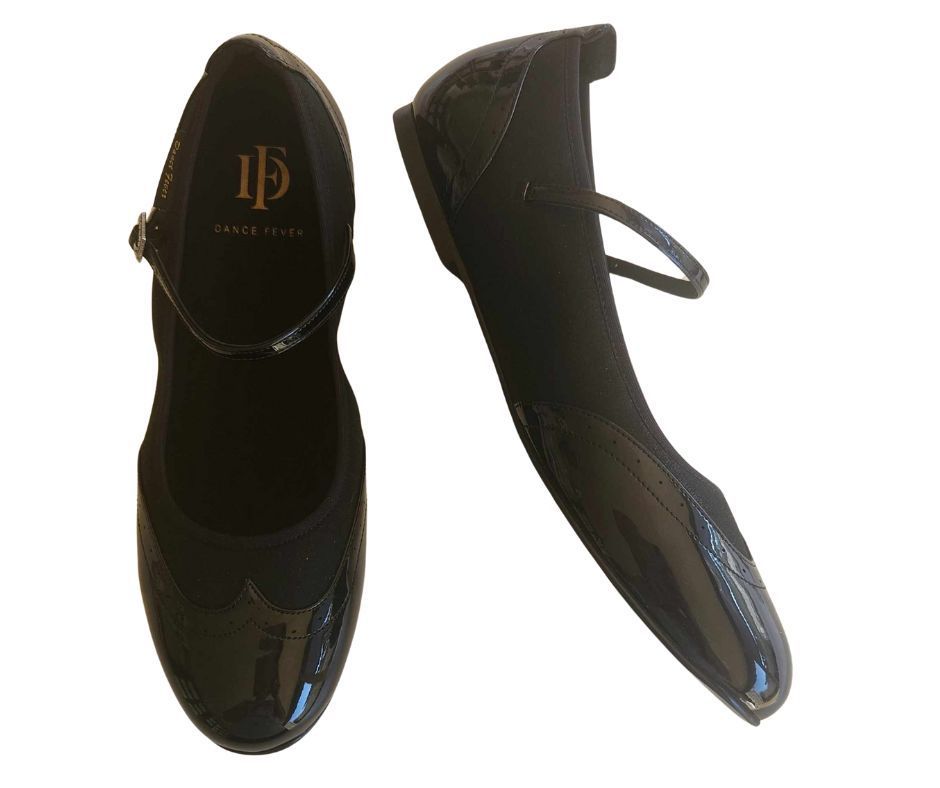 2083B - Dance Fever, Black/Black - Mary Jane, .75cm heel, Resin Sole