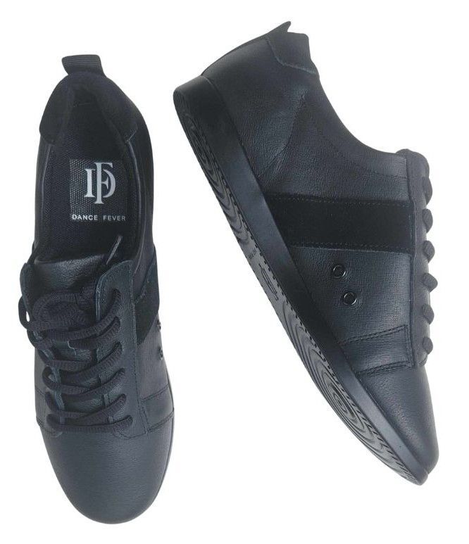 2306B - Dance Fever, Ladies Black Sneaker, Spin Spot Sole