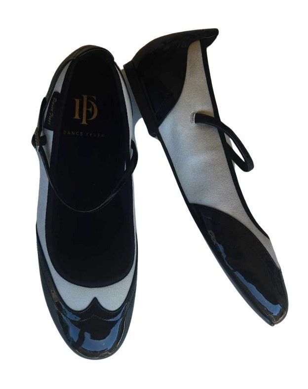 2083BW - Dance Fever, Black/White - Mary Jane, .75cm heel, Resin Sol