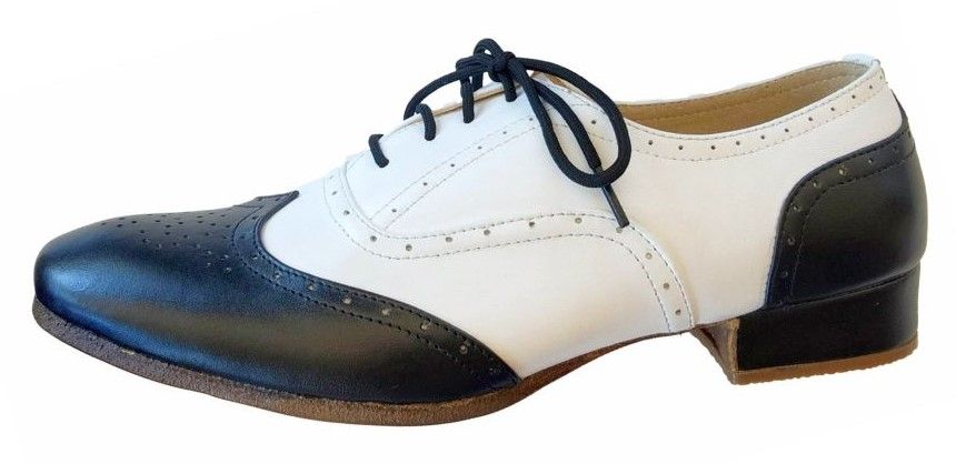 M-0316 - (Moss) Black / White Leather, Leather Sole. Colour options available.
