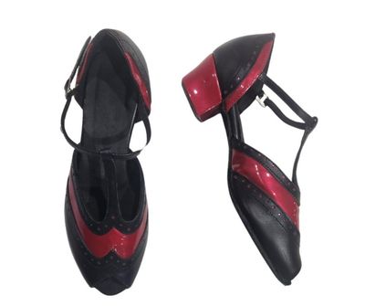 Clearance - JF-603404 - Black Leather/ Red Patent Clearance - JF-603404 - Black Leather/ Red Patent