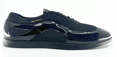 5713 - Dance Fever Men's Sneaker In Black Patent & Micro Netting