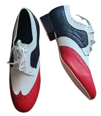 A51201BWR - (Danz Shoes) Men's Leather Black/White/Red