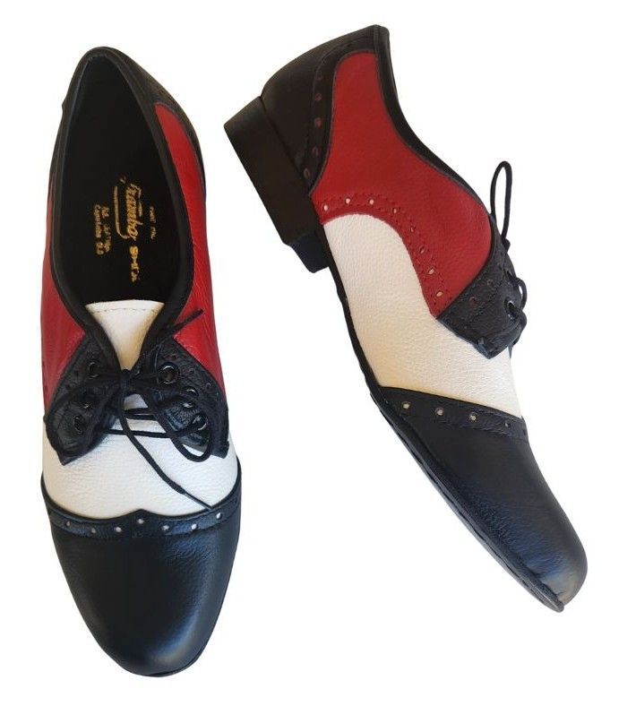 ROOPE - (Trambas) Black / White / Red Leather, Leather Sole. Colour and Sole options available.