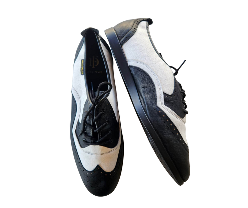 7821BW-1 - Dance Fever Ladies Wing-Tip Lace-Up - Black-White, Spin-Spot Sole
