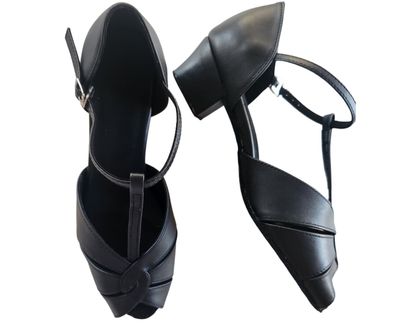 JF-270617 - Black, full-leather, Suede Sole, 5cm Block Heel JF-270617 - Black, full-leather, Suede Sole, 5cm Block Heel