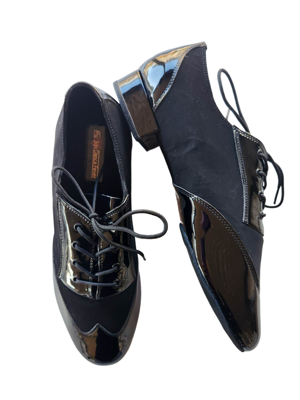 7777S - Dance Fever, Black Patent Leather, Split Black Suede Sole