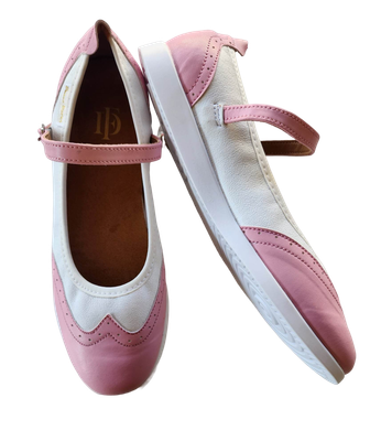 7820PW - Dance Fever Ladies Mary Jane Wing-Tip - Pink-White, Spin-Spot Sole
